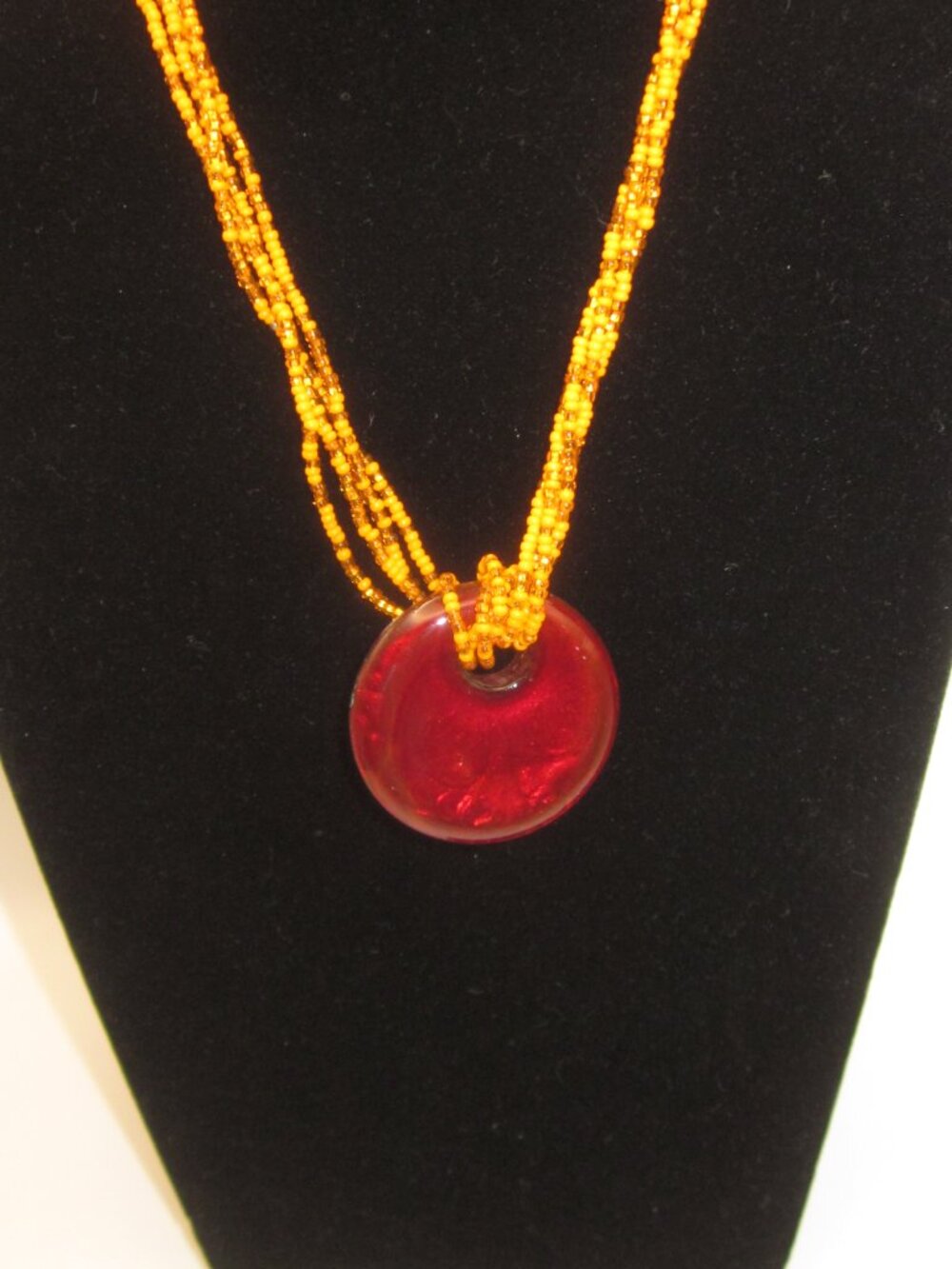 Seed Bead and Glass Pendant Necklace - Picture 4 of 4